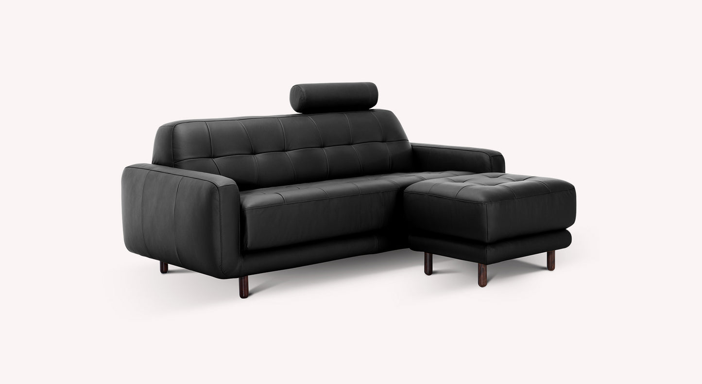 Lot canapé et pouf CLARK Cuir Sidney Noir