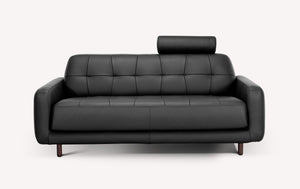 Lot canapé et pouf CLARK Cuir Sidney Noir