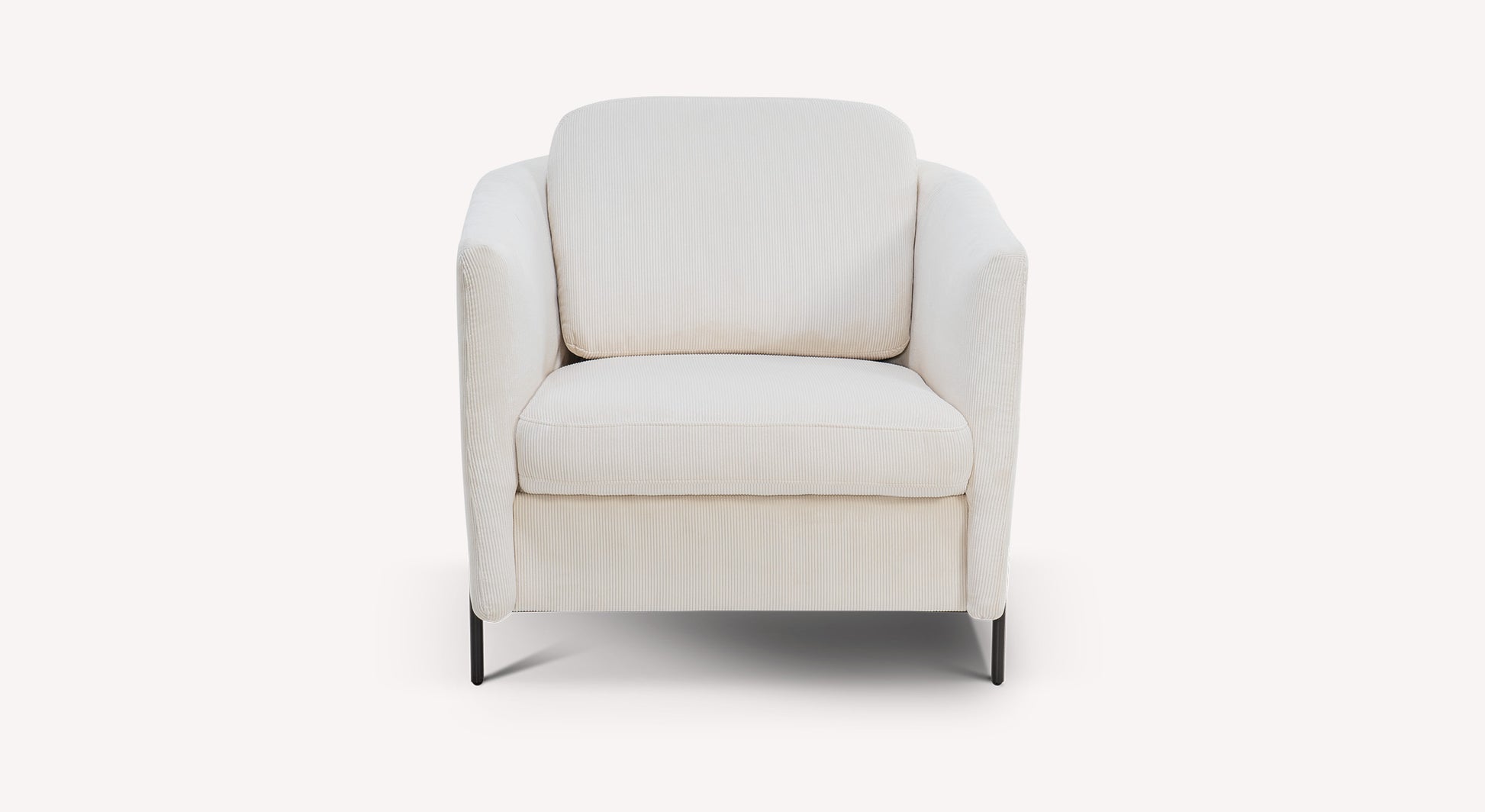Fauteuil en velours blanc Teatro Nata, design moderne avec accoudoirs arrondis et pieds noirs fins
