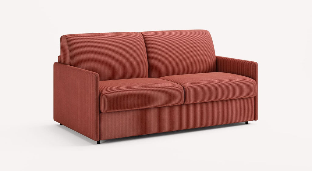 Canapé convertible compact en tissu Lincoln Terra Rossa, modèle Jerry, avec un design moderne et des lignes épurées