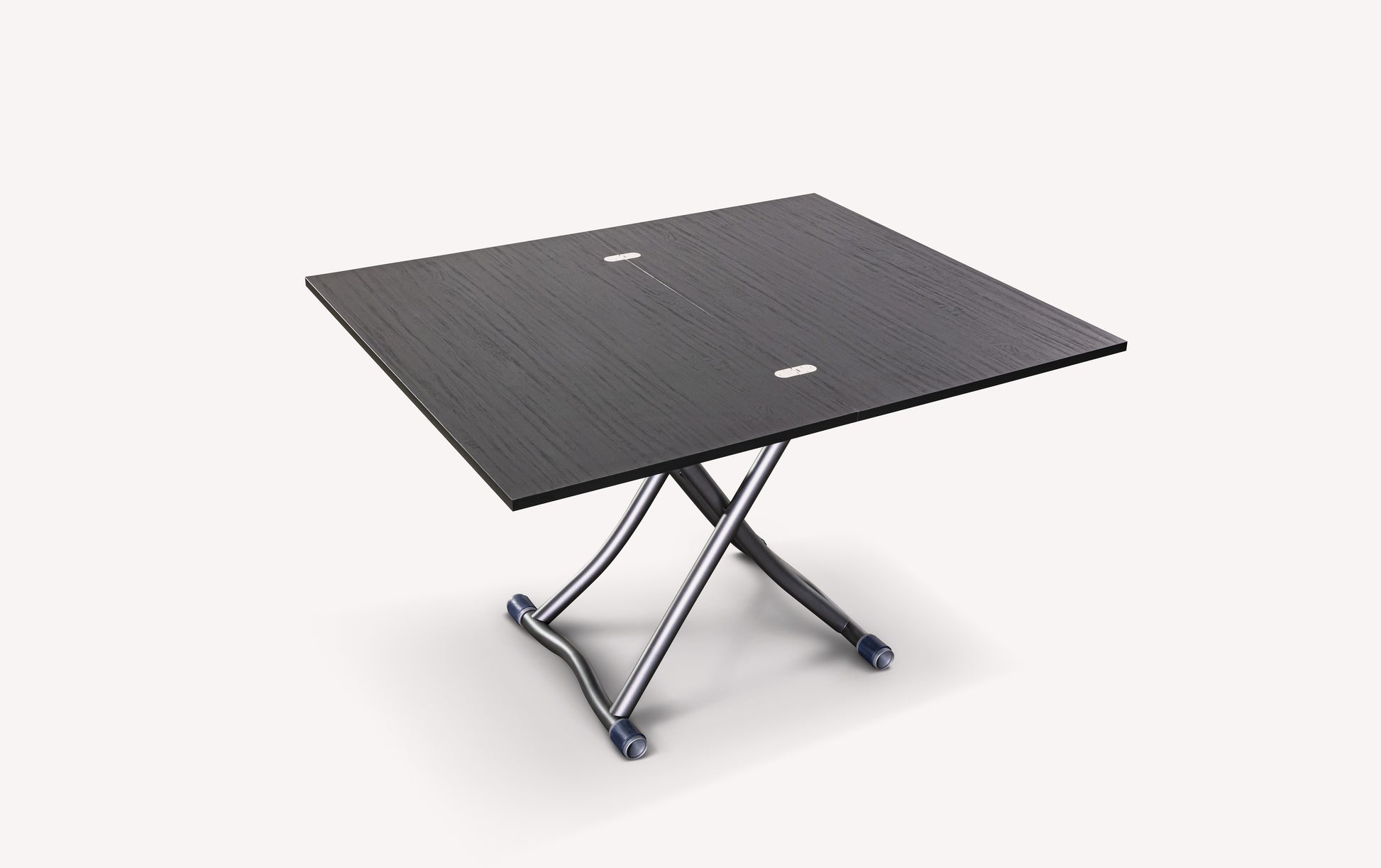 Table extensible noire avec pieds en métal croisés, modèle Sydney