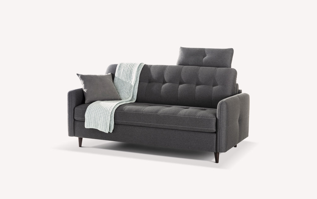 Canapé convertible gris Soho en tissu Austin Luna, avec coussin et plaid