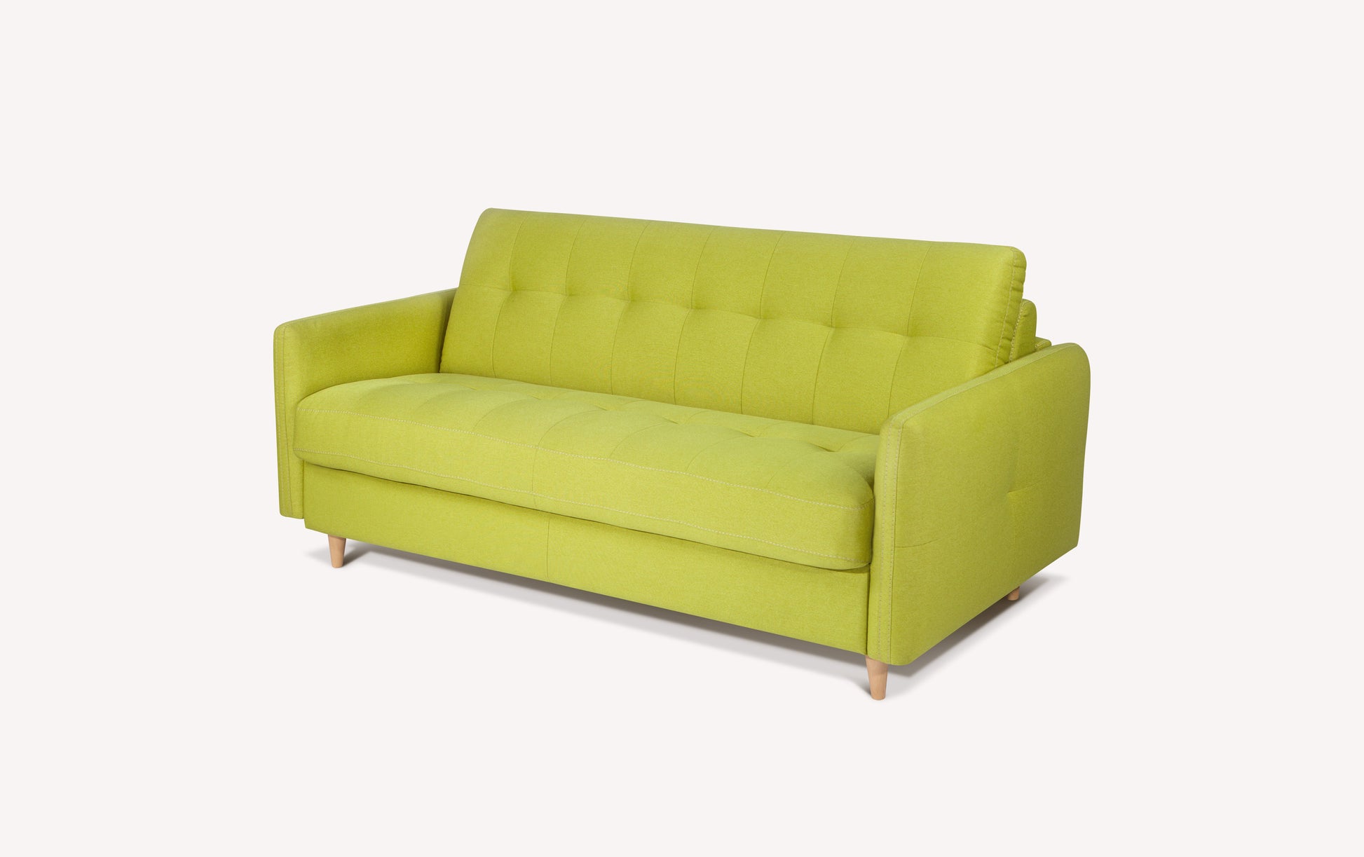 Canapé convertible Soho en tissu vert Austin Luna, design moderne avec pieds en bois clair