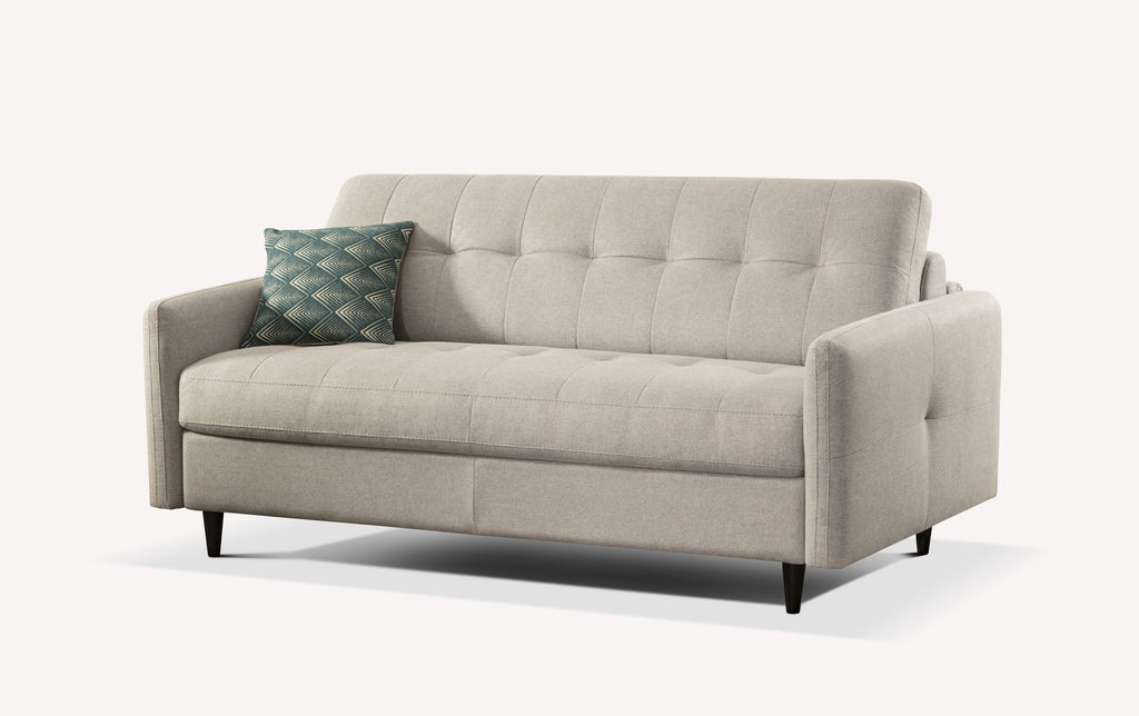 Canapé convertible Soho en tissu Austin silver avec coussin décoratif vert