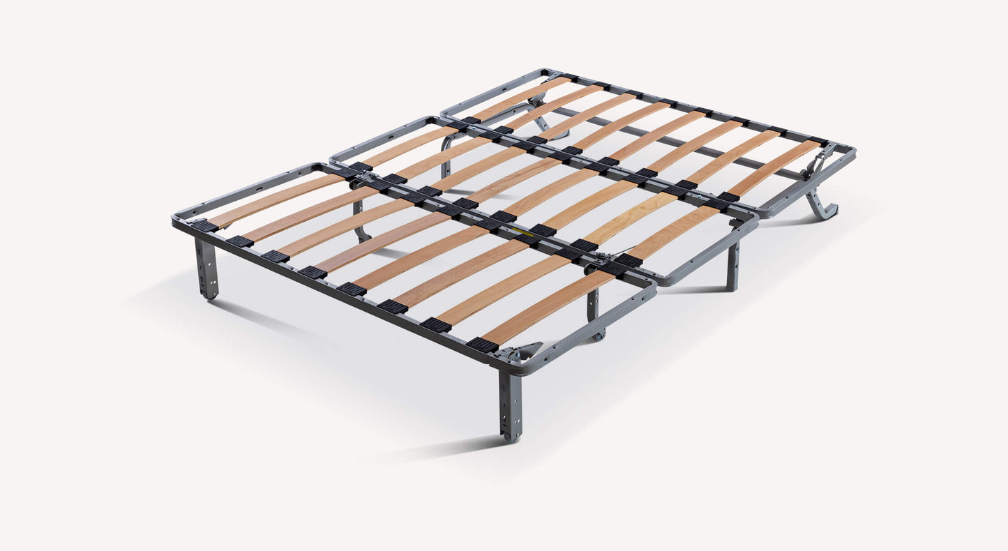 Structure de banquette BZ Ottawa Aragon Perle avec lattes en bois et cadre métallique