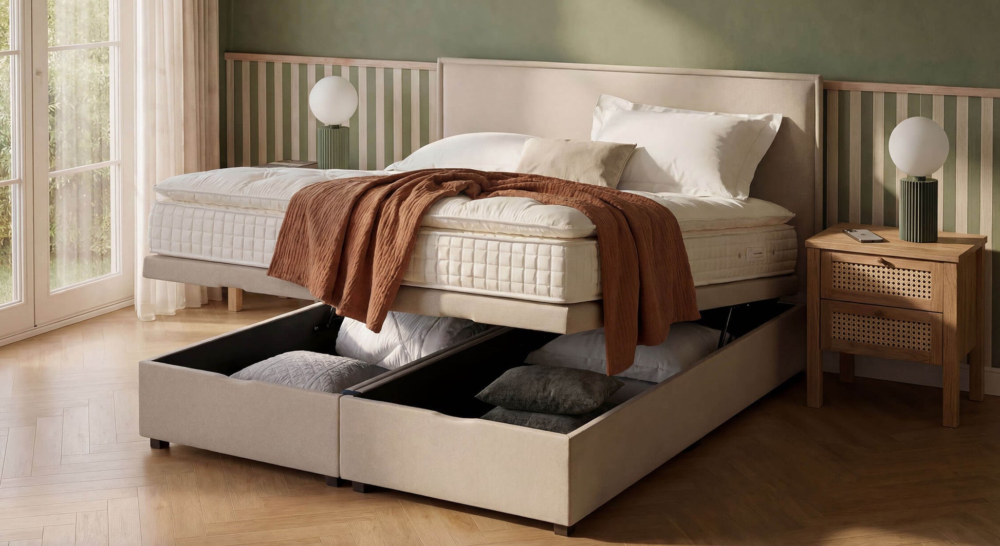 OUESSANT Luca Beige Storage Bed