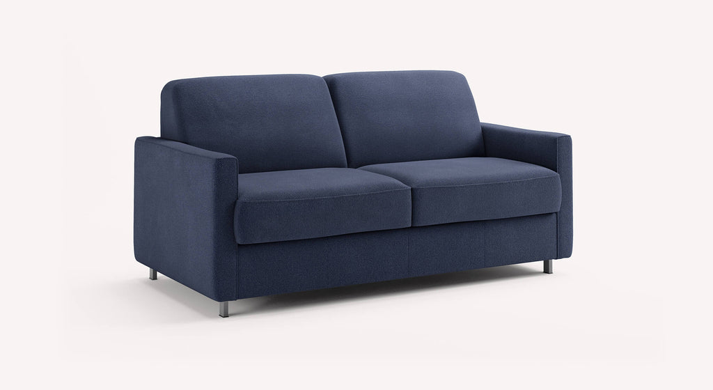 Canapé convertible bleu foncé "Jimmy Innuendo Nuit", design moderne avec accoudoirs et pieds métalliques