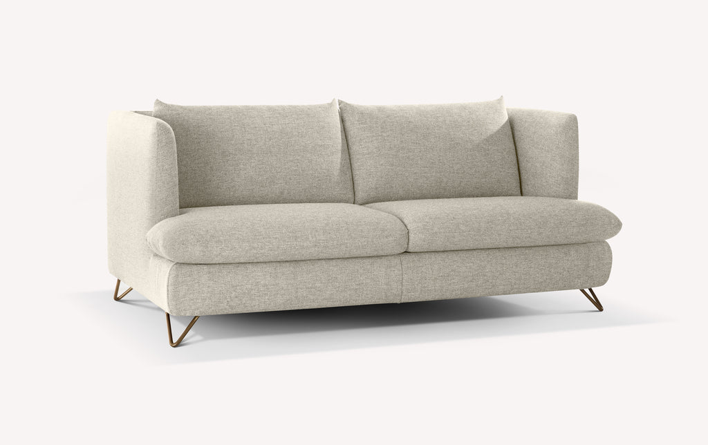Canapé convertible en tissu moucheté beige avec pieds en métal, modèle King