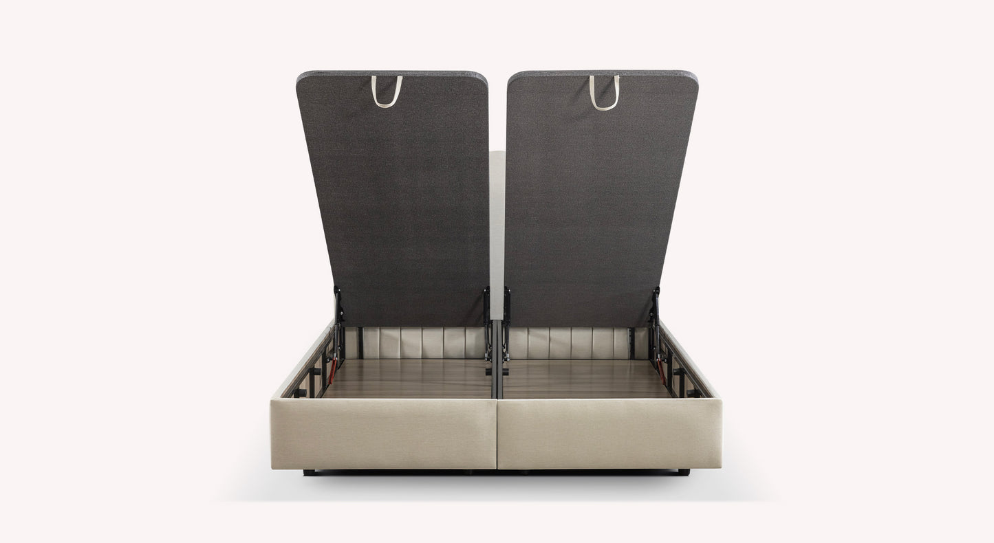 Pack lit coffre, matelas et tête de lit AMSTERDAM Zeugma Beige