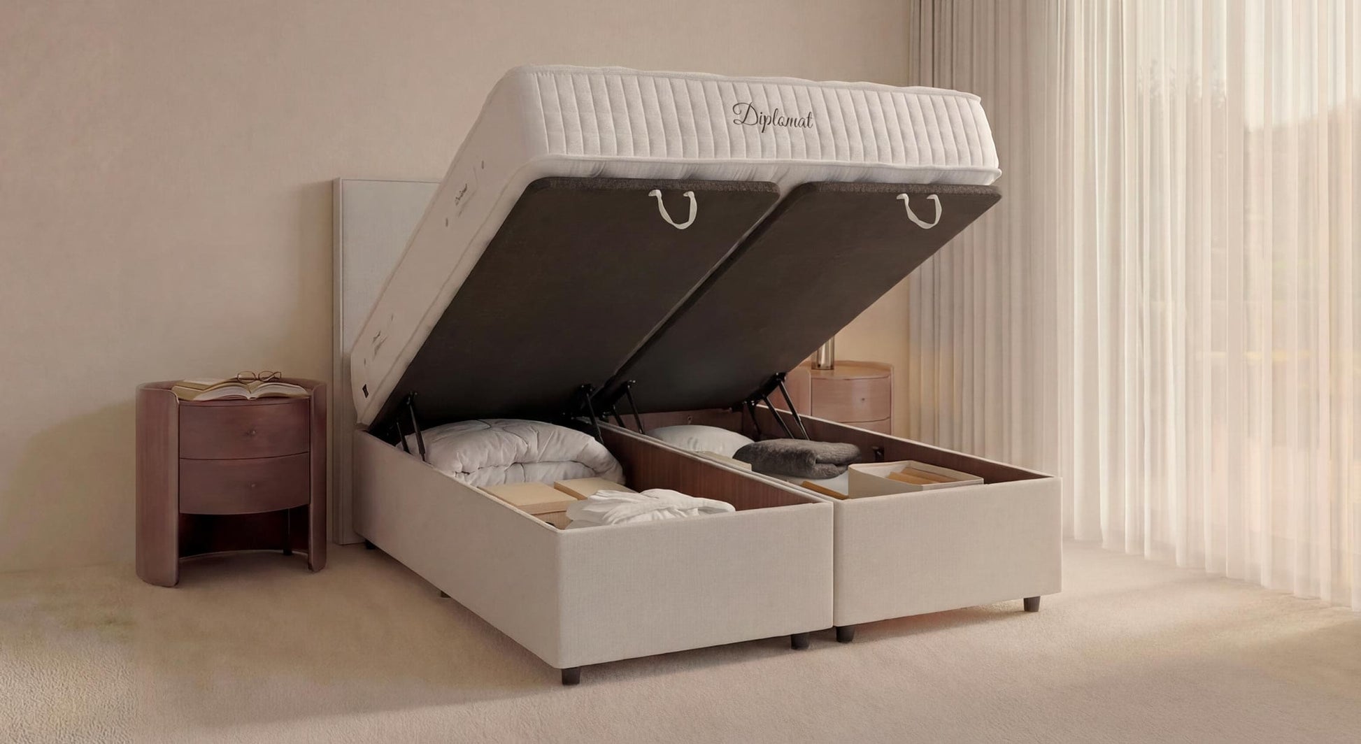 Lit coffre NINA Queens Beige