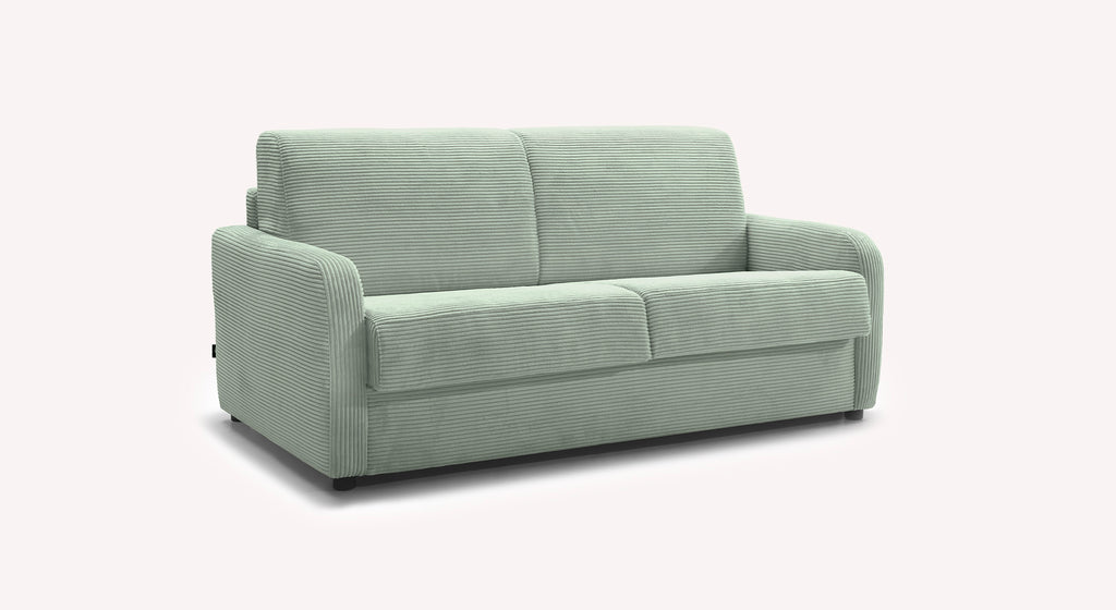 Canapé convertible Clint Lincoln en tissu côtelé vert clair, design moderne