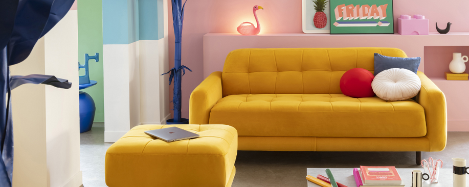 Lot canapé et pouf CLARK Cuir Sidney Noir-1